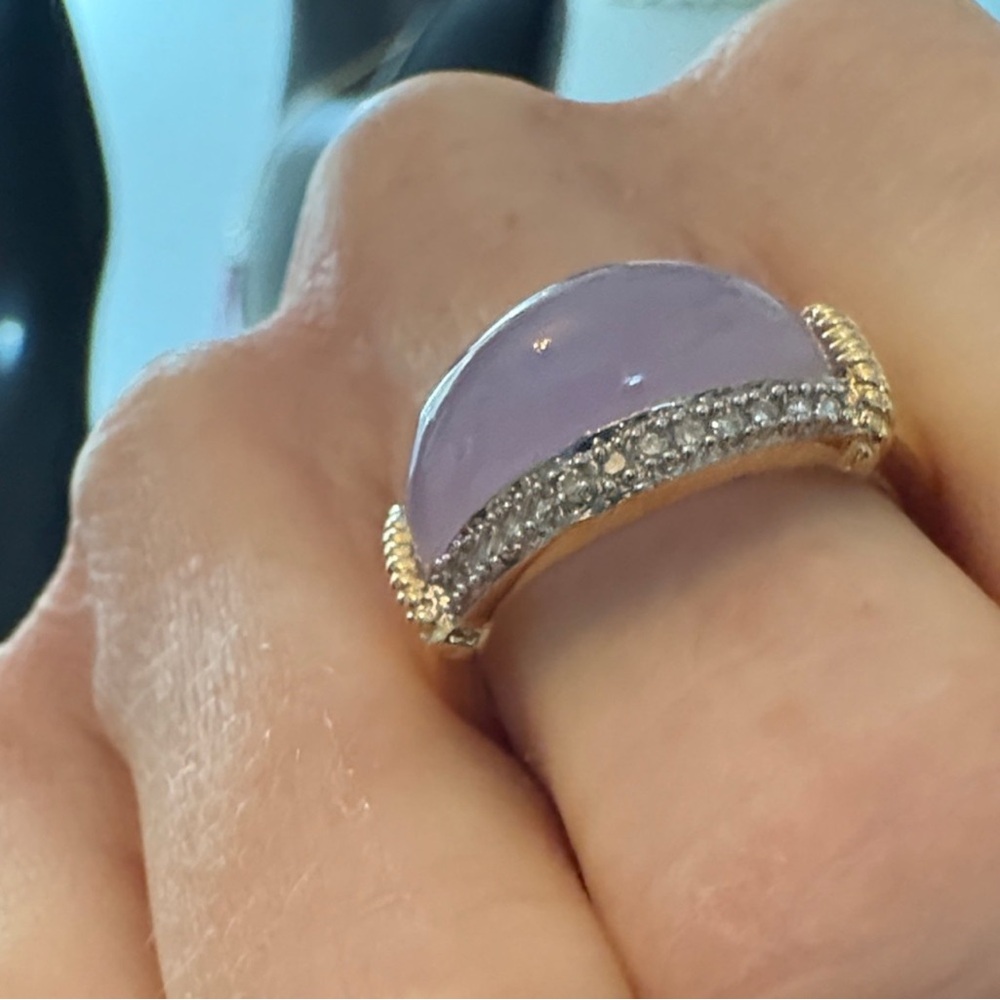Lavender Jade and diamond ring - Picture 6 of 8